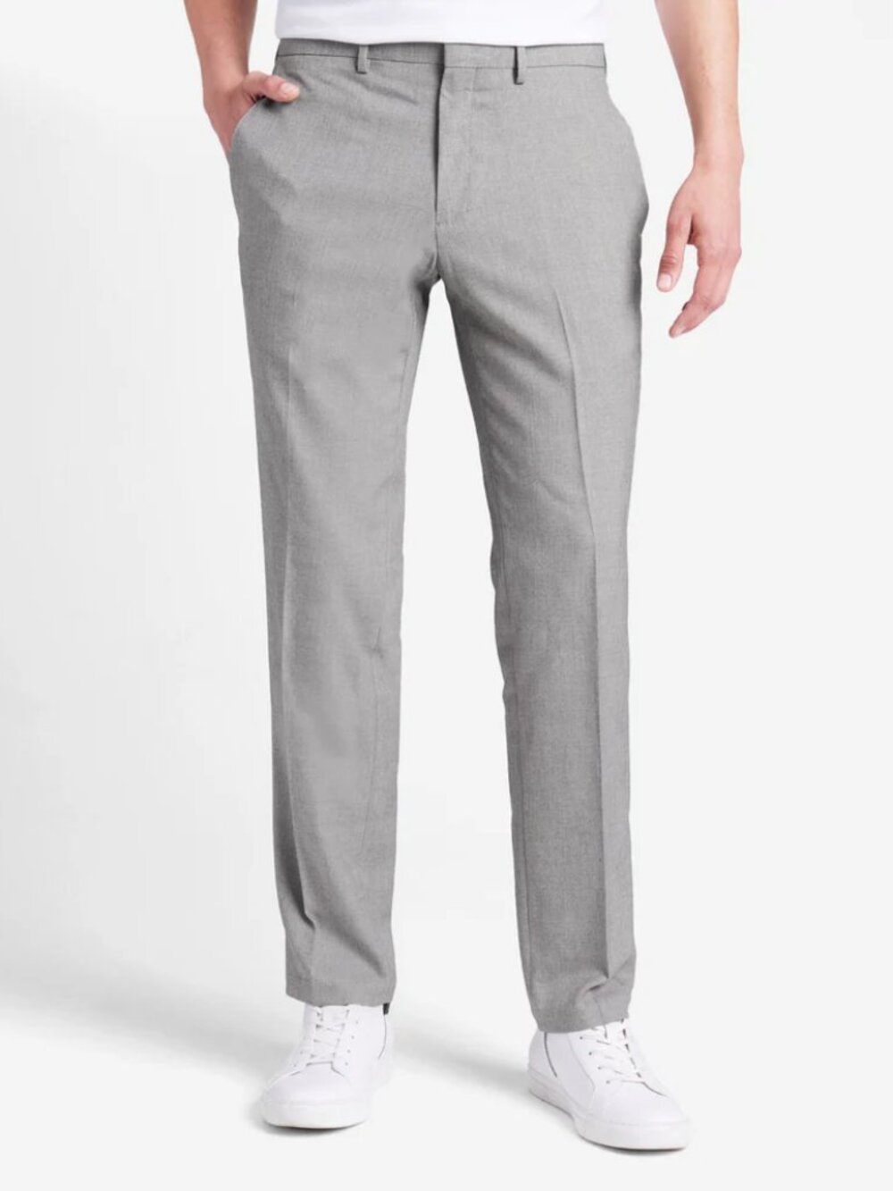 Kenneth Cole Reaction Men's Modern-Fit Stretch Dress Pant, Oatmeal Gray, 32x30 - Picture 2 of 9